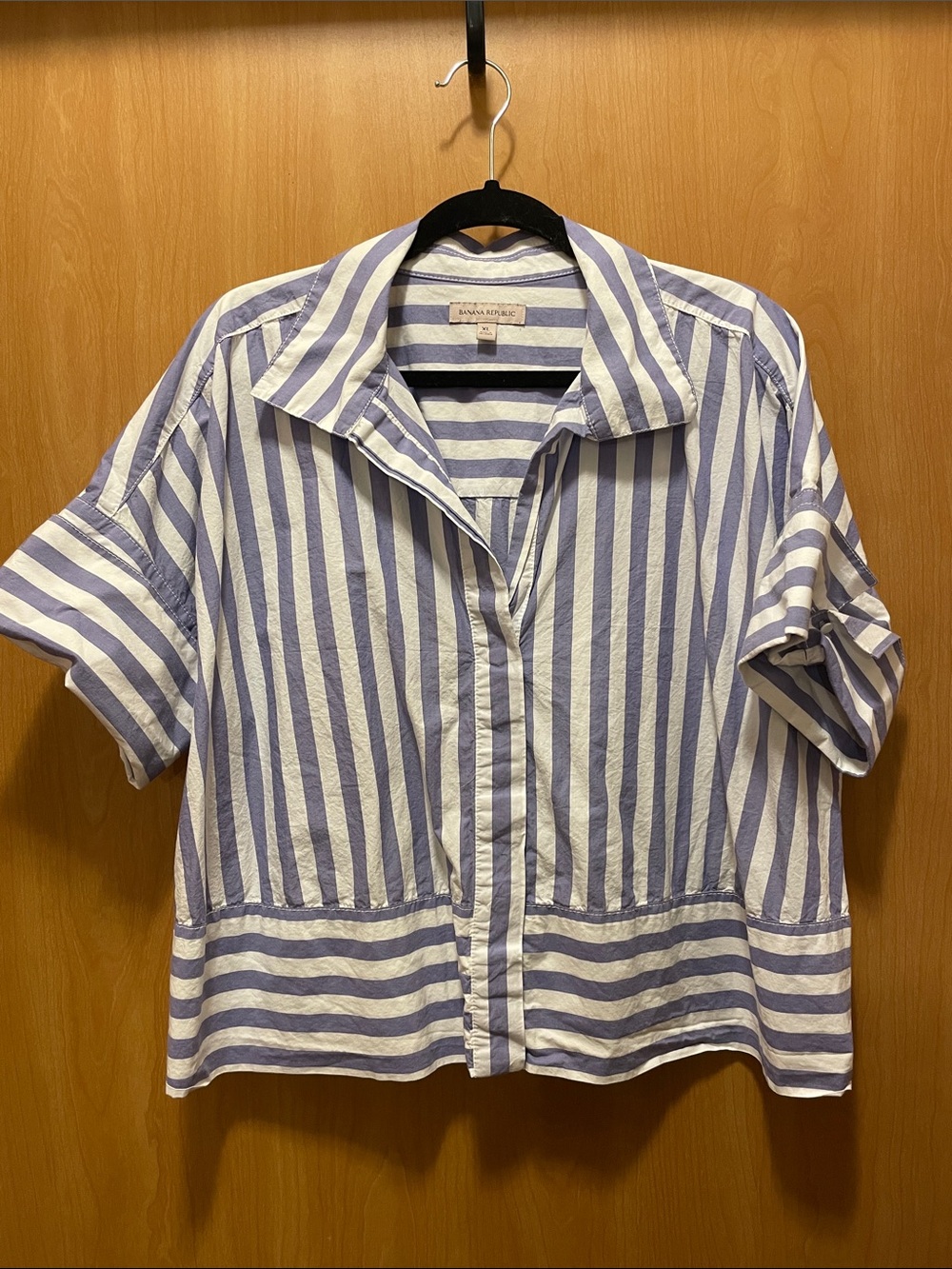 Banana Republic Blue and White Striped Button-Down Shirt